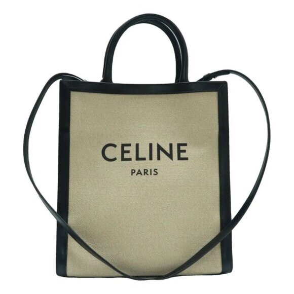 Celine Cabas Brown Canvas Satchel 982-061925 - Picture 1 of 12